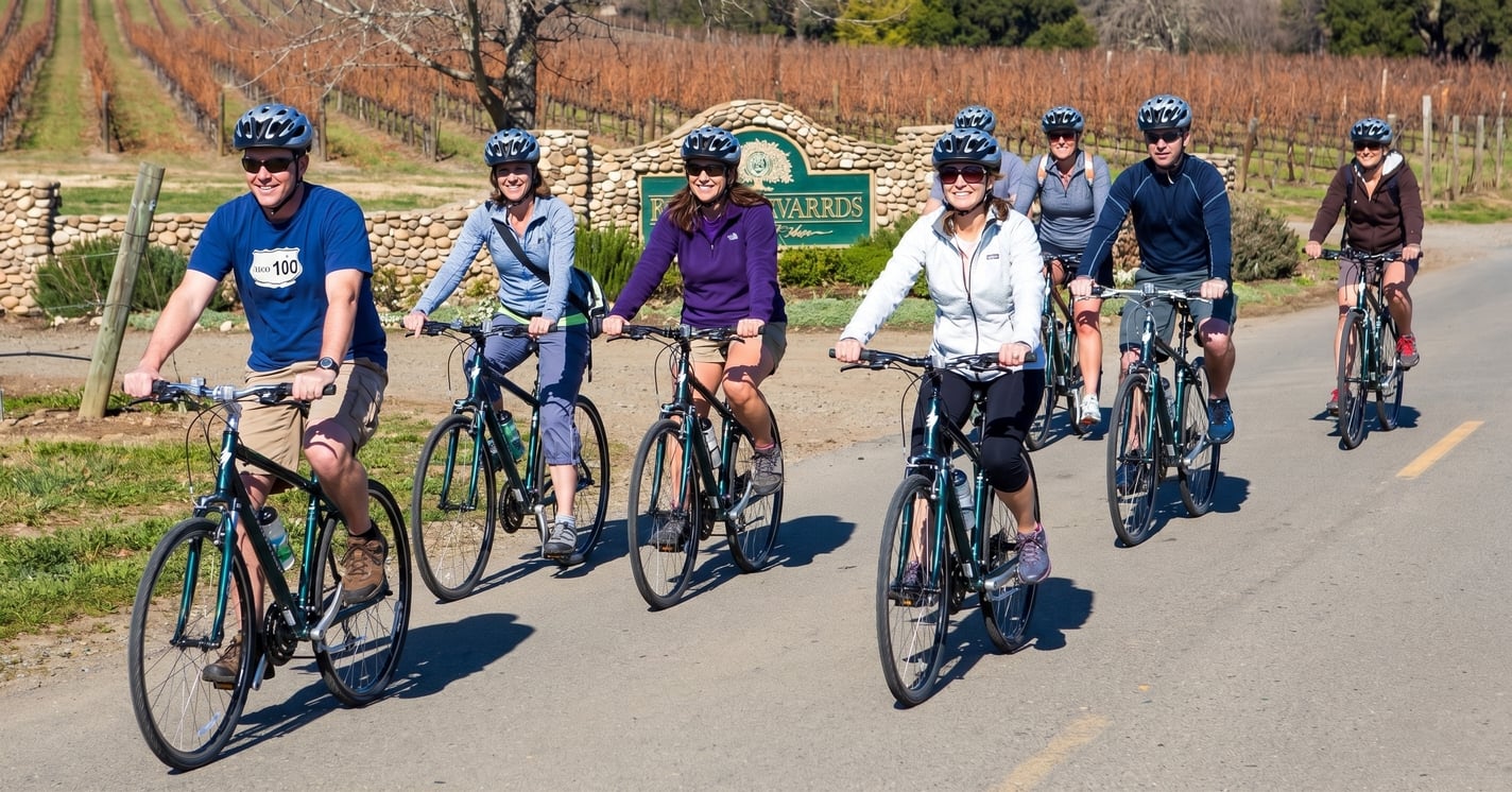 Cyclists on a wine country road