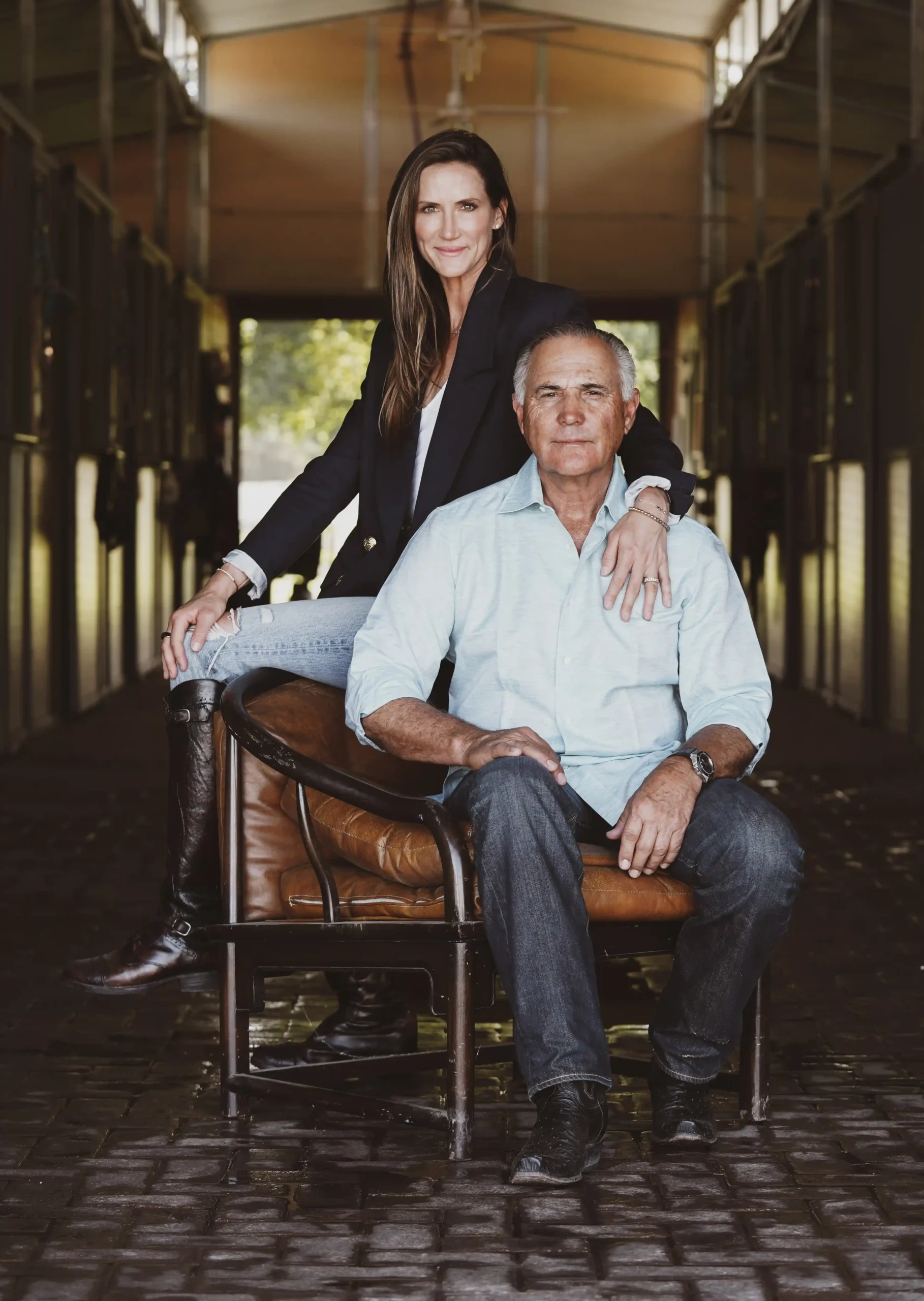 Memo and Meghan Gracida, founders of La Herradura Polo Club, in the stables